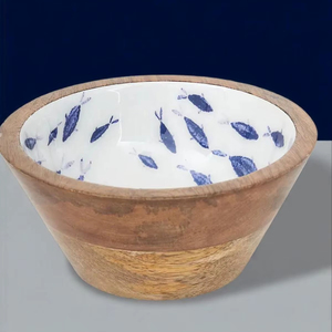 Multipurpose Wooden Bowl With Enamel Finish Suitable For Serving Food, <b>Mixing</b> Ingredients, And Storage Use - Product Image 1