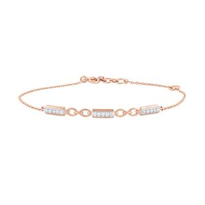 Elegante Brazalete de Cadena en Oro Rosa con Diamantes Baguette en Engaste de Canal, Diseño Minimalista, Joyería para Uso Diario de Mujer - Product Image 1