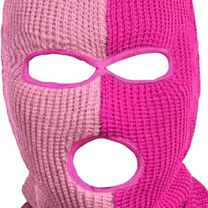 Cagoule tricotée unisexe rose bicolore, masque facial, cache-cou d'hiver pour le ski en extérieur, taille adulte 56-58CM - Product Image 4