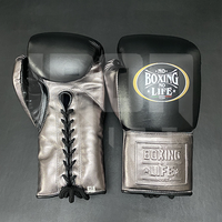 No Boxing No Life Guantes de Boxeo Profesionales de Cuero Vacuno de Primera Calidad con Cordones, Protección Completa para los Dedos, Acolchado Grueso de 4 Capas, Transpirables