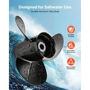 Elica Fuoribordo Migliorata in Alluminio a 15 Denti Scanalati per Motori Mercury 40-140 HP, Adatta a Ingranaggi da 4-1/4 Pollici, Elica Marina OEM - Product Image 3