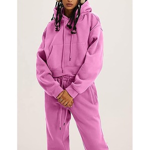 Conjuntos de Sudadera con Capucha y Pantalones Deportivos de Felpa Francesa Desgastada de Alta Calidad para Mujer, Estampado Puff, Transpirable, de Algodón, Personalizado - Product Image 2