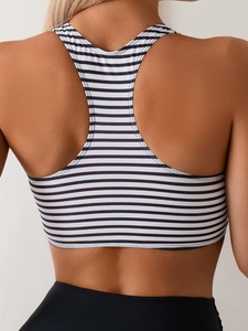 Brassière de sport dos nageur pour femme, couleur unie, respirante, maintien léger, débardeur de yoga, logo avant, 100% coton - Product Image 5