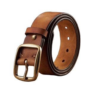 Boucle ardillon en cuivre en cuir de vachette épais véritable ceinture en cuir véritable pour jean mode ceinture décontractée hommes ceinture rétro luxe homme sangle - Product Image 1