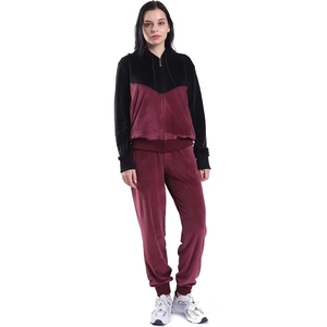 Ensemble de survêtement décontracté pour femme, automne, uni, manches longues, avec pantalon, doublure en polaire, matière polyester/coton - Product Image 1