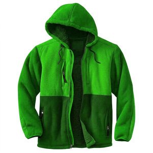 Chaqueta de Forro Polar con Capucha para Hombre, Cuello Alto, Logotipo Frontal, 100% Algodón, Cierre de Cremallera, Resistente al Viento, Corte Regular, para Otoño - Product Image 3