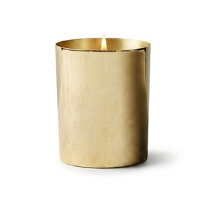 Pot à bougie en laiton personnalisé, vente en gros, conteneur à bougie en métal doré brossé, récipient à bougie cylindrique vide de qualité supérieure pour marque privée - Product Image 1
