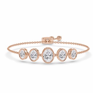 Bracelet de mode en or 14 carats de qualité supérieure avec cinq pierres (2 carats) Tw. Magnifiques bijoux pour femmes avec diamant de laboratoire Sophie taille ovale - Product Image 1