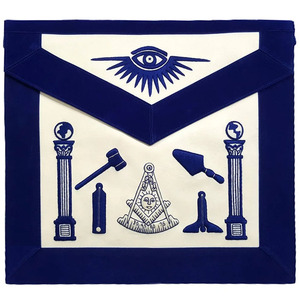 Tablier maçonnique personnalisé brodé, en tissu rouge et blanc, avec décoration perlée, style classique, badge de vêtement - Product Image 2