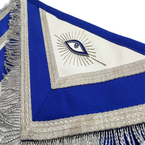 Delantal de Maestro Masón Azul Personalizado Profesional con Flecos Azules y Plateados, Regalia Masónica con Bordado Artesanal - Product Image 2