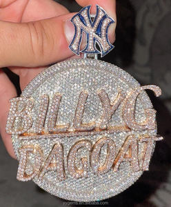 Colgante Personalizado con Símbolo, Plata 925, Redondo, con Incrustaciones de Moissanita VVS, Oro Rosa, Letra en Relieve, Joyería Hip Hop Unisex - Product Image 5