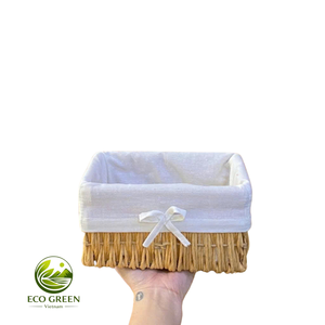 Woven Water Hyacinth Organizer <b>Basket</b> with Fabric Insert for Household <b>Storage</b> 2026 Handmade Clean Lifestyle - Product Image 1