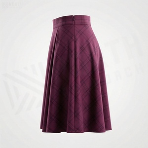 Women High Waist Plaid A-Line Pleated <b>Woolen</b> Skirt Knee-Length Vintage Style Autumn Wear - Product Image 3