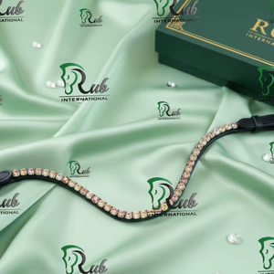 Diadema Ecuestre de Cuero Ligera y Cómoda de Alta Calidad con Cristales de Diferentes Colores, Diseño Personalizable y Logotipo Personalizado - Product Image 1