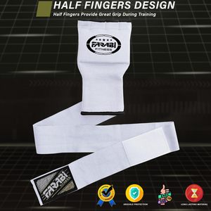 Gants intérieurs en gel de haute qualité avec logo personnalisé pour adultes, MMA, Muay Thai, boxe, activités de plein air, demi-doigts, en tissu polyester, avec fermeture auto-agrippante - Product Image 5