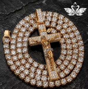Collar con Colgante de Moissanita Estilo Hip Hop para Hombre y Mujer, Joyería de Diamantes de Moissanita Auténtica, Chapado en Oro, Disponible a Precio de Exportación - Product Image 2