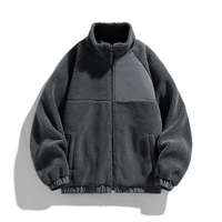 Veste d'hiver chaude pour homme avec fermeture éclair, en polyester, à blocs de couleur, avec logo brodé personnalisé, en polaire Sherpa, vente en gros du fabricant