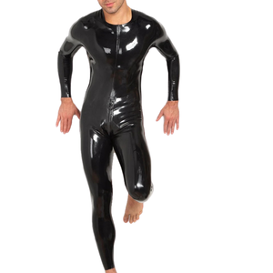 Combinaison intégrale en latex noir pour homme, manches longues, ajustée, costume pour adulte - Product Image 4