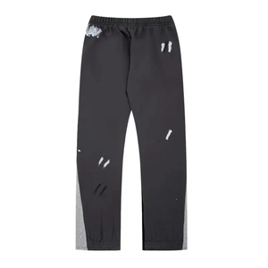 <b>Men's</b> Black Ripped Sweatpants Elastic Waist Midweight Casual <b>Joggers</b> Distressed Knitted Fabric Autumn Wear - Product Image 3