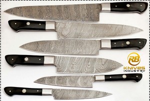 Ensemble de couteaux de cuisine en acier Damas faits à la main, ensemble de couteaux de chef professionnels, couteaux de cuisine à manche personnalisé, couteaux de cuisine OEM - Product Image 5