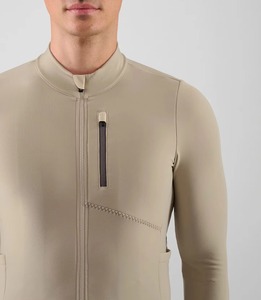 Maillot de cyclisme personnalisé beige à manches longues, fermeture éclair intégrale, ourlet en maille respirante, pour vélo de route, tenue d'équipe, vêtement de sport, uniforme - Product Image 5
