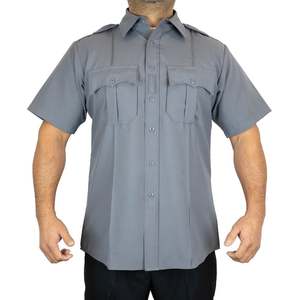 Wholesale First Class Men's 100% Polyester Short Sleeve 4 Hidden Pocket Zipper Uniform Shirt Breathable Fashion Workwear - Product Image 5