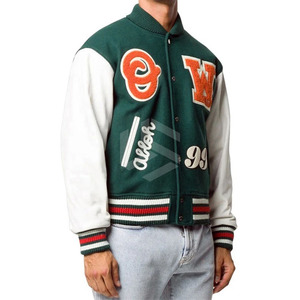 High Quality Custom Letterman <b>Jacket</b> Wool Body <b>Leather</b> Sleeves with Chenille Embroidery XL Size Varsity <b>Jackets</b> for <b>Winter</b> - Product Image 1