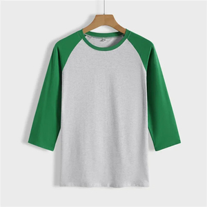 High Quality Crew Neck 3/4 Sleeve <b>Raglan</b> T-Shirt Custom Men Fitness Gym Workout <b>Tops</b> Vintage Plain 100% Cotton Quick Dry - Product Image 5