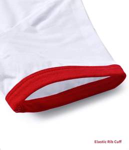 Mens <b>White</b> Ringer T-Shirt Red Collar Sleeve Crew Neck Casual Retro <b>Tee</b> 100% Cotton Breathable Quick Dry - Product Image 3