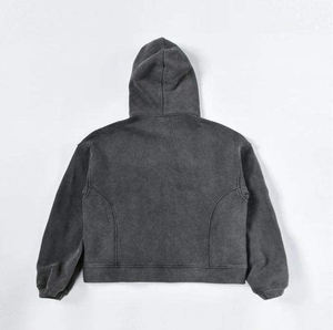 Vornex Industry Heavy French Terry 400Gsm <b>Men</b> Washed Zip Up <b>Hoodie</b> <b>Plain</b> Custom Embroidery High Street Regular Fit Fleece <b>Hoodie</b> - Product Image 5