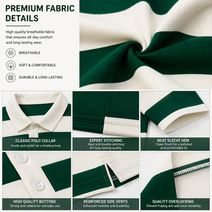 เสื้อเจอร์ซีย์ลายทางขนาดใหญ่พิเศษ ระบายอากาศได้ดี สีสันตัดกัน สไตล์รักบี้ สำหรับผู้ชายและผู้หญิง แขนสั้น ผ้าฝ้าย สวมใส่สบาย - Product Image 5