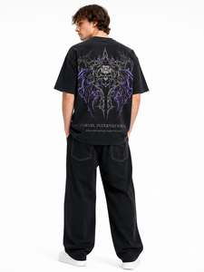 T-shirt graphique rétro gothique surdimensionné en coton pour homme avec motif au dos, impression DTG, col rond, streetwear décontracté pour l'été - Product Image 4