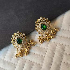 Asscher Cut Stud Earrings-Gold Plated Stainless Steel with Zircon Opal & Pearl - Product Image 2