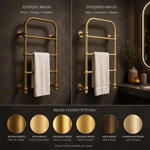 Porte-serviettes mural vintage en laiton, double niveau, support de rangement pour salle de bain, finition antique, design métallique - Product Image 5