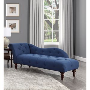1 pezzo moderno blu tradizionale tappezzeria Chaise Lounge con bottone trapuntato dettaglio rifinitura Espresso gambe Comfort soggiorno mobili - Product Image 2