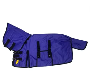 Manta impermeable azul de poliéster para caballo con cubrecuello, 200 GSM, relleno de poliéster, forro de algodón suave, para establo o exterior en invierno - Product Image 2