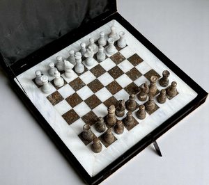 <b>Marble</b> Chess Board Set Handmade Stone Traditional Design Tabletop <b>Game</b> Decor for Living Room Indoor Use Durable - Product Image 5