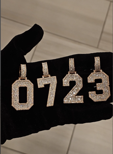 Custom Number Charm Pendant Iced Diamond Pendant Rhodium Plated 925 Silver Unisex Graduation Jewelry - Product Image 5