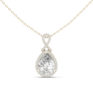 Colgante de Oro Blanco de 14K con Diamantes Cultivados en Laboratorio en Forma de Pera y Redondos para Mujer |   Compromiso |   Diamante Cultivado Nuevo - Product Image 2