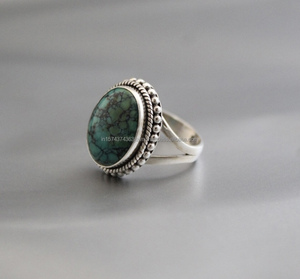 Bague de mariage pour femme en argent sterling 925, pierre turquoise ovale, style classique, fabrication artisanale, bijoux de déclaration, vente en gros - Product Image 3