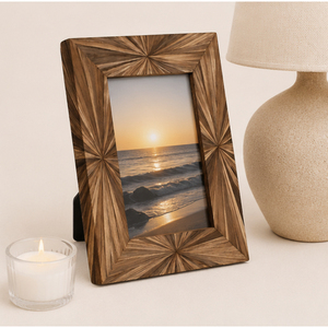 Cadre photo en bois de luxe à motif soleil éclatant, design en paille, fait main, cadre photo en bois de qualité supérieure pour table, bureau, décoration intérieure - Product Image 4