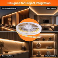 Bande LED COB sans points 512 LED/m IP68 24V 8mm CRI90+ Personnalisable pour éclairage architectural encastré et éclairage de meubles CobFlex