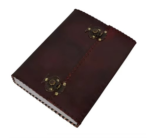 Large Embossed Black Leather Journal Lock Shadow Spell Book Planner Notebook <b>Soft</b> Cover Thread Saddle Stitching Gift <b>Box</b> - Product Image 1