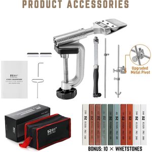 RUIXIN PRO RX-008 Professional <b>Knife</b> <b>Sharpener</b> 10 Whetstones 360 Degree Rotation Flip Design with Fixed-Angle Stainless Steel - Product Image 1