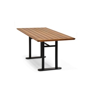 Table à manger en bois moderne, rectangulaire, avec pieds en métal, design minimaliste, meubles de maison stables pour salle à manger - Product Image 1