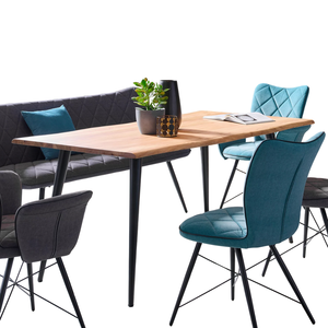 Mesa de Comedor Cuadrada de Madera de Acacia Sólida Hecha a Mano, Ecológica, con Patas de Metal, Diseño Moderno para Hogar, Cocina, Restaurante - Product Image 4