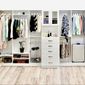 Armoire de chambre à coucher moderne de luxe sur mesure JY Project, en bois, design ouvert, blanc, avec tiroirs pour dressing - Product Image 3