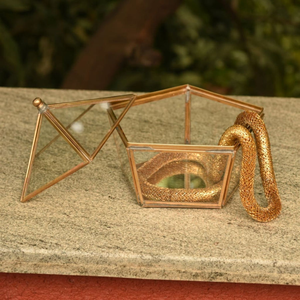 Handmade Mirrored Jewelry <b>Box</b> Metal Frame Gold Color Prime Quality Earring Necklace Storage Women <b>Vanity</b> <b>Box</b> Elegant Organizer - Product Image 1