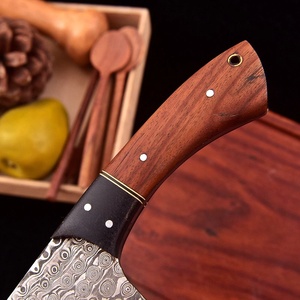 Couteau de chef artisanal en acier Damas, manche en bois, étui en cuir, vente en gros, couteaux de survie et de camping - Product Image 2