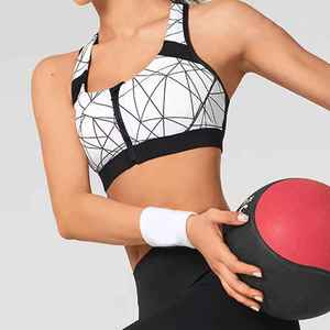 เสื้อชั้นในกีฬาแบบดันทรงสำหรับผู้หญิง ไซส์ผู้ใหญ่ รองรับแรงกระแทกสูง เหมาะสำหรับโยคะและฟิตเนส มีโลโก้ด้านหน้า แห้งเร็ว ระบายอากาศได้ดี ดีไซน์แบบ Racerback - Product Image 6